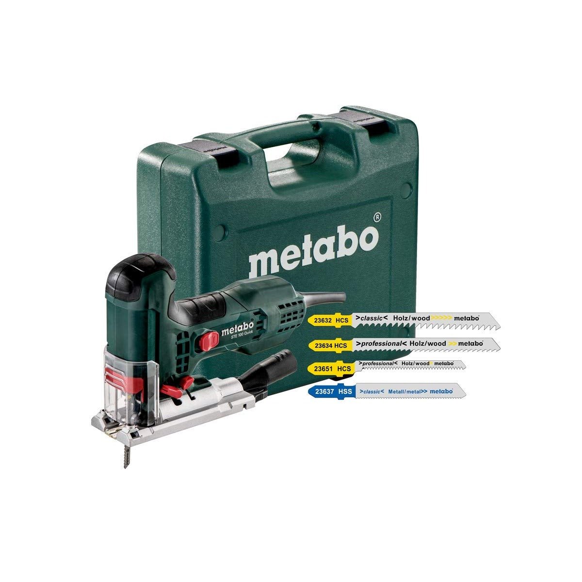 Metabo 601100900 - Sierra de calar STE 100 Quick SET 710 W, corte 100 mm, con 20 accesorios - Ferrotecnia