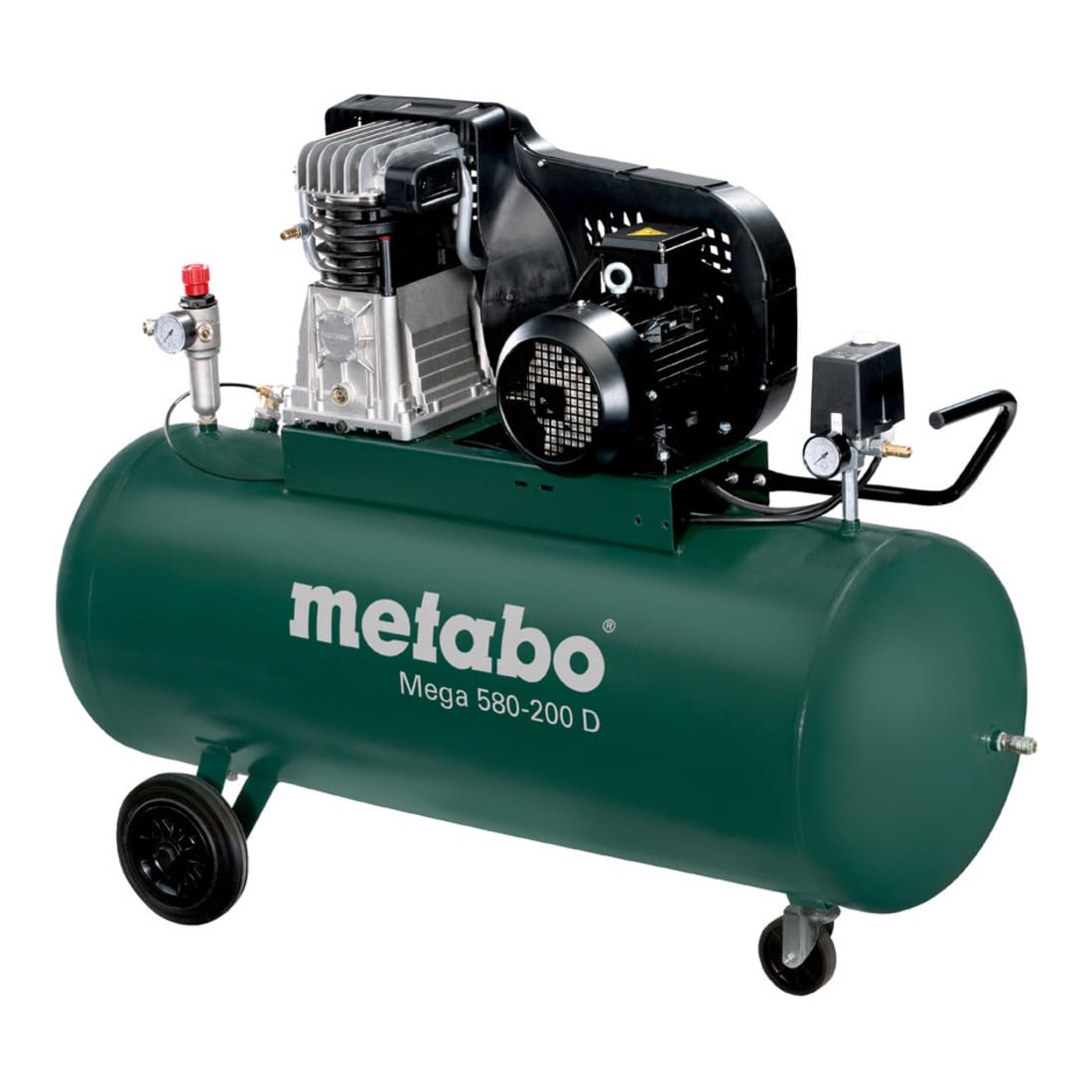 Metabo 601588000 - Compresor de pistón Mega 580-200 D, calderín 200 l, 11 bar, 3 kW, trifásico
