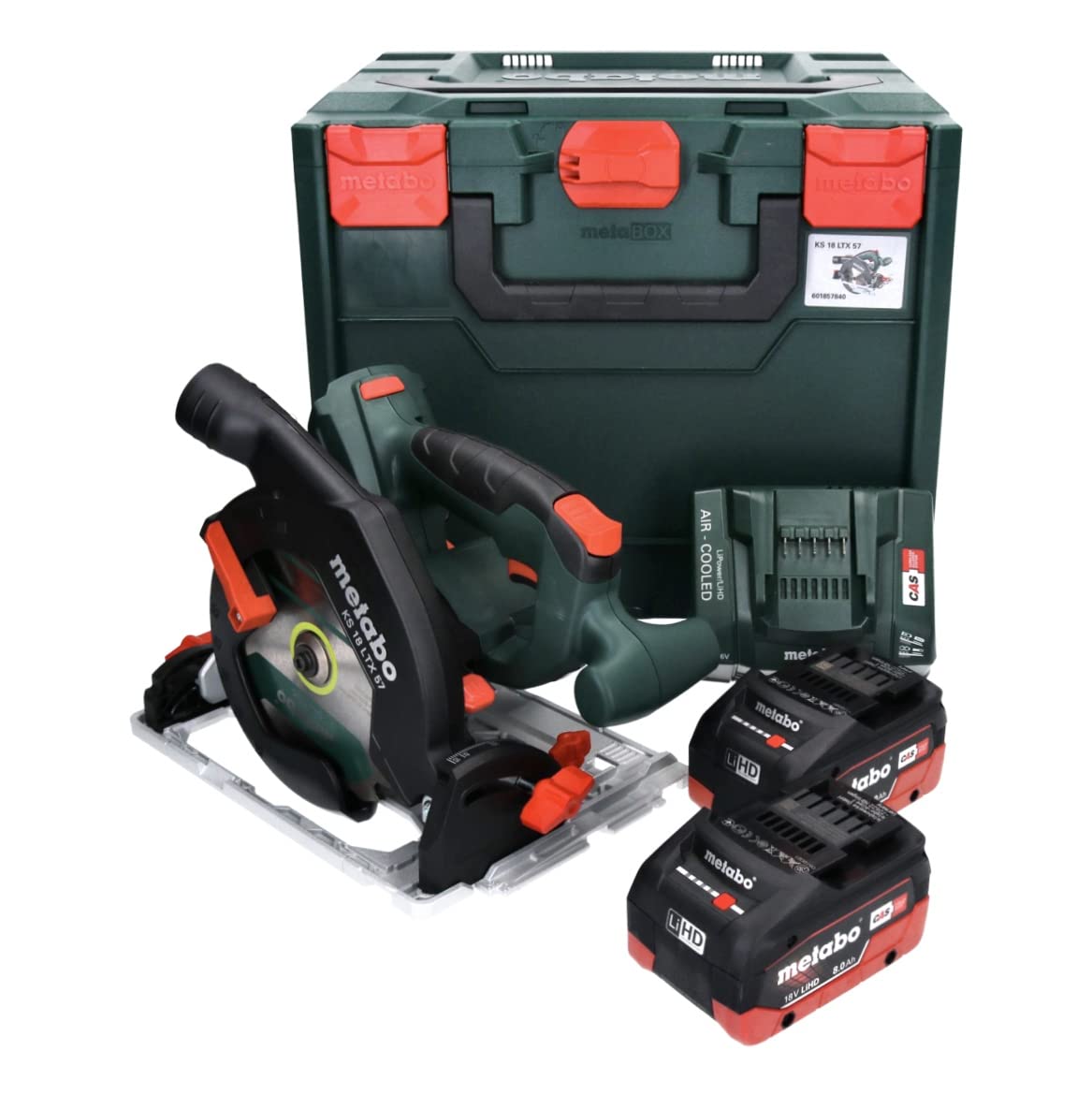 Metabo 601857810 - Sierra circular de batería KS 18 LTX 57 18 V, 165 mm, 2x8,0 Ah LiHD y maletín