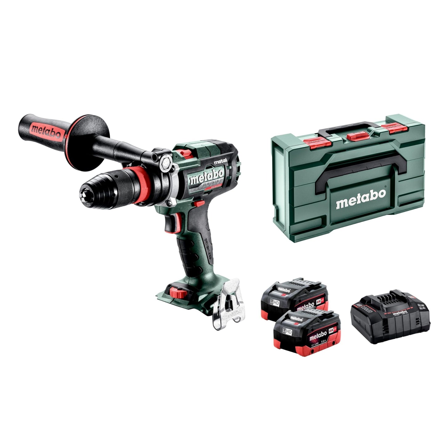 Metabo 603180660 - Taladro atornillador de batería BS 18 LTX-3 BL Q I Metal, 2x5,5 Ah LiHD