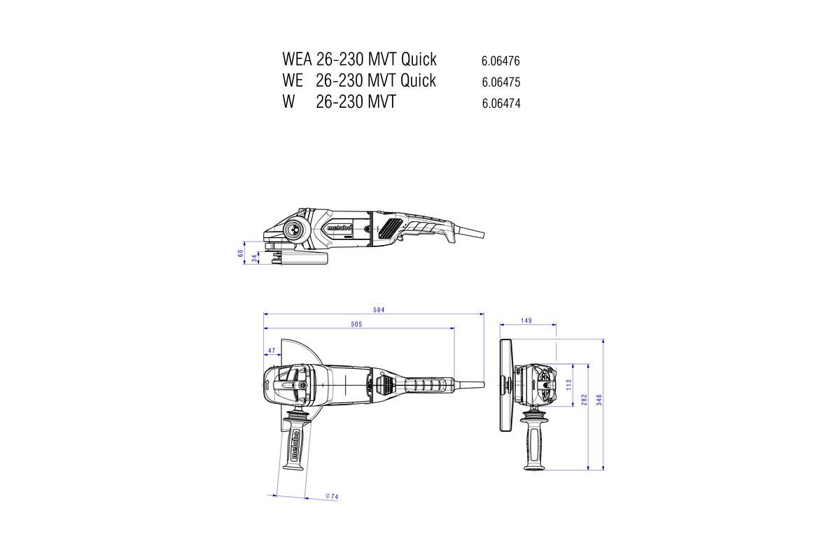 Metabo 606475000 - Amoladora angular WE 26-230 MVT Quick