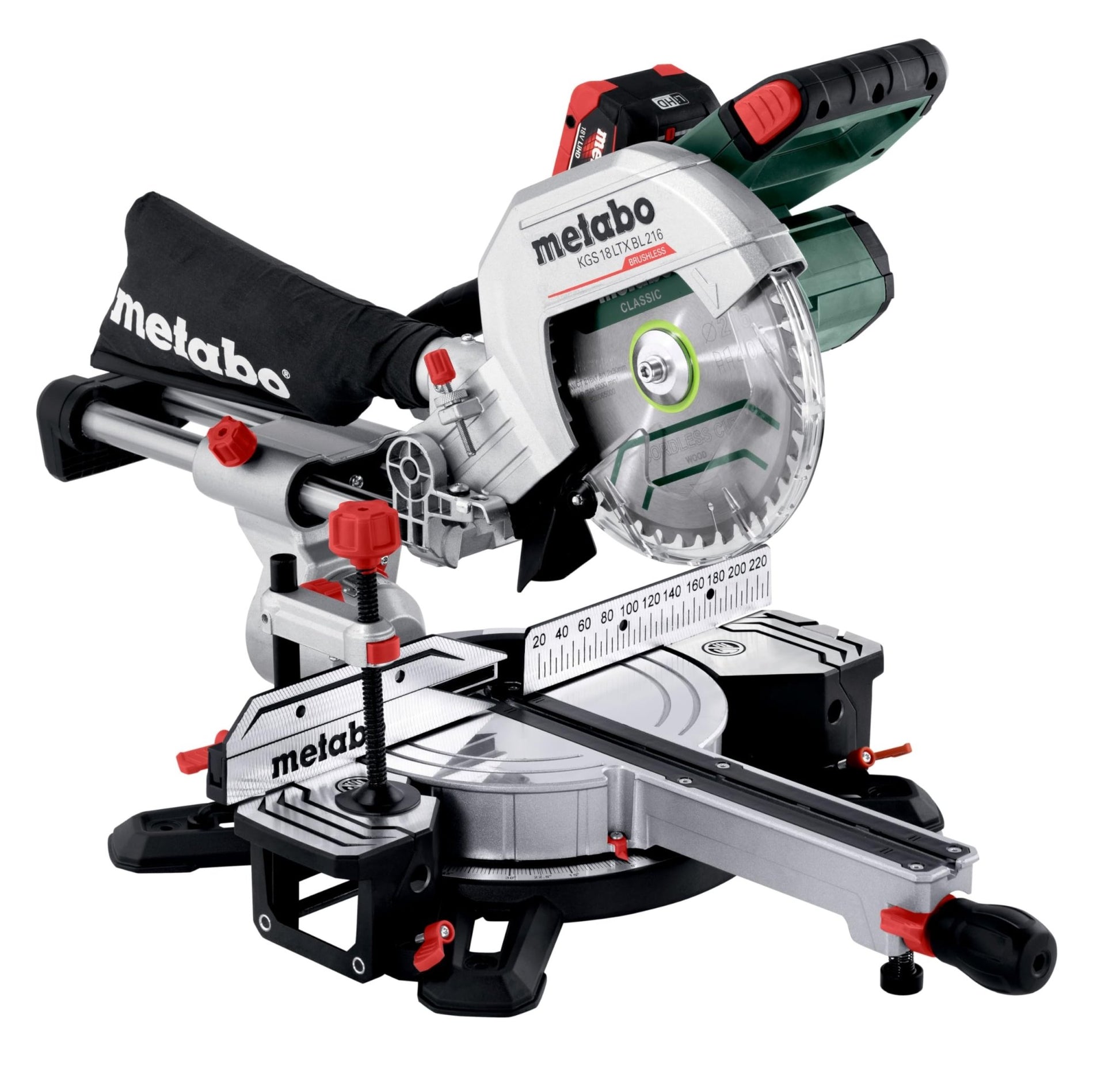 Metabo 614216810 - Ingletadora de batería KGS 18 LTX BL 216, 18 V, 2x8,0 Ah LiHD
