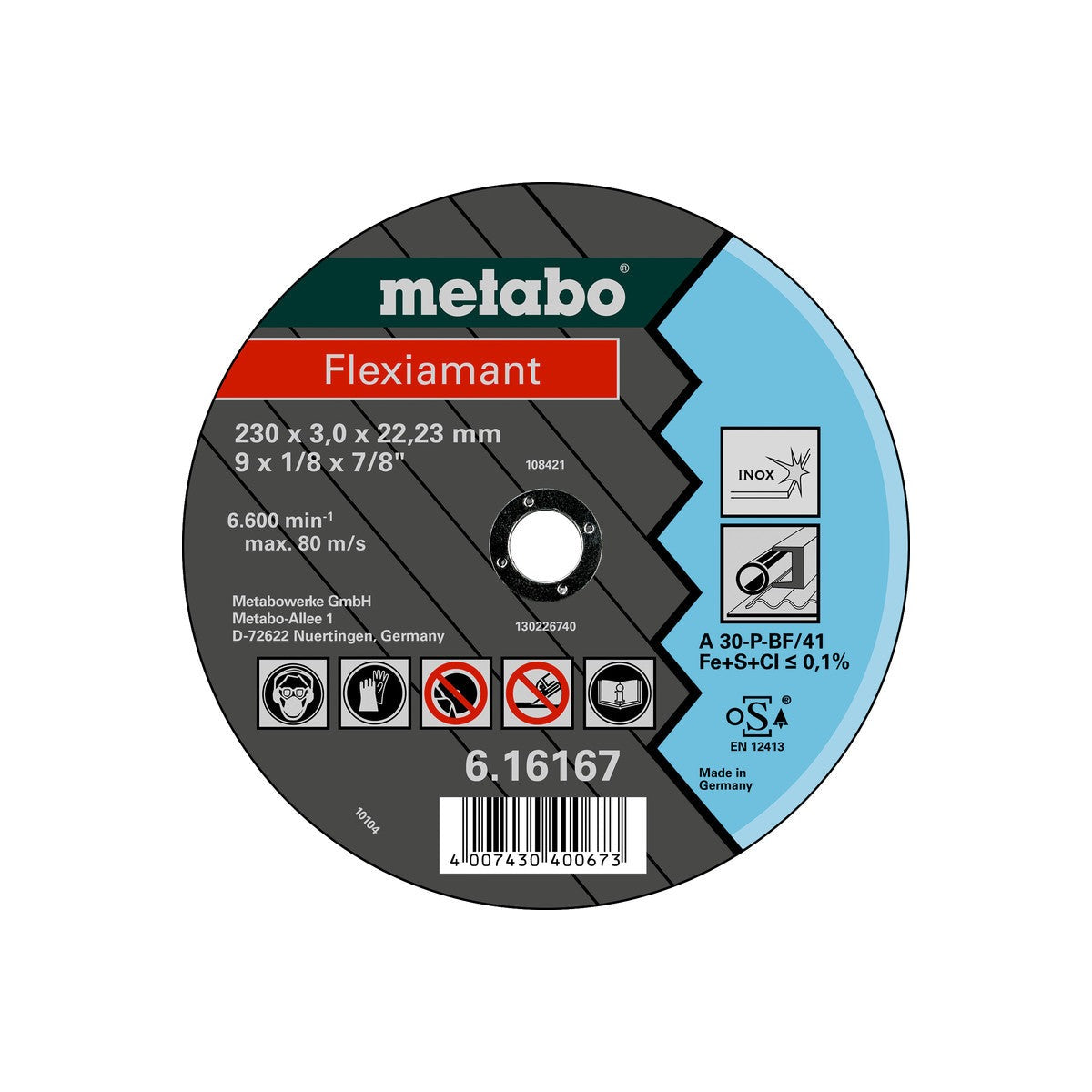 Metabo 616738000 - Clase de calidad A 30-P "Flexiamant" Inox - Lote de 25 uds