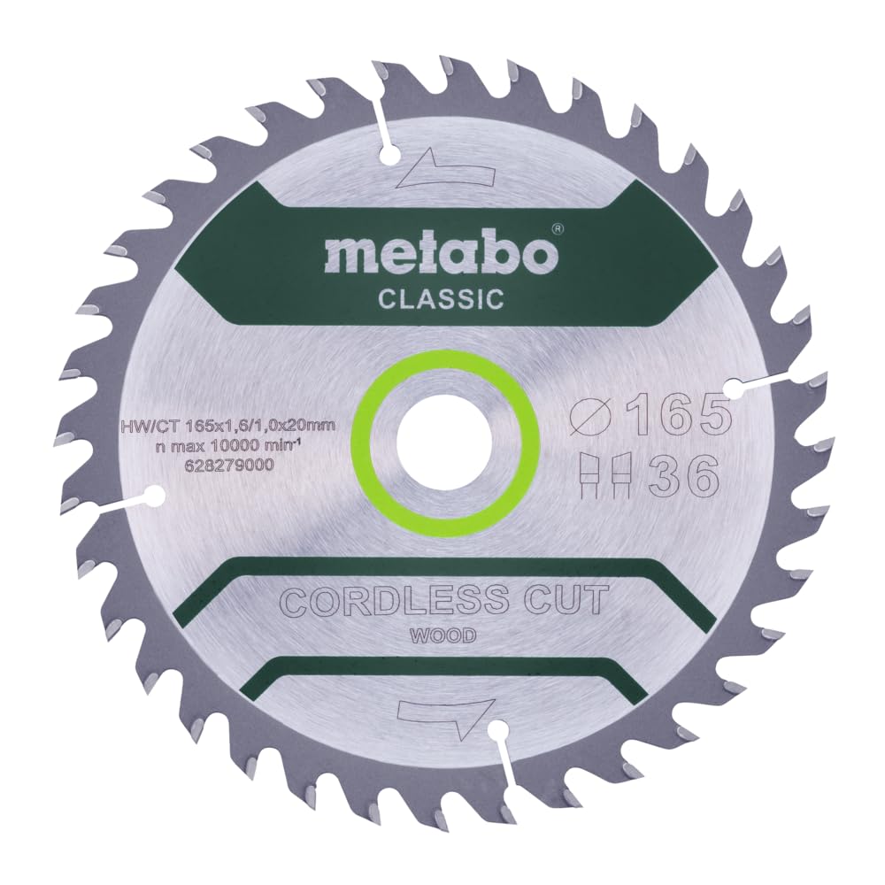 Metabo 628279000 - Disco de sierra Cordless Cut Wood Classic 165 x 1,6 x 20 mm, 36 dientes