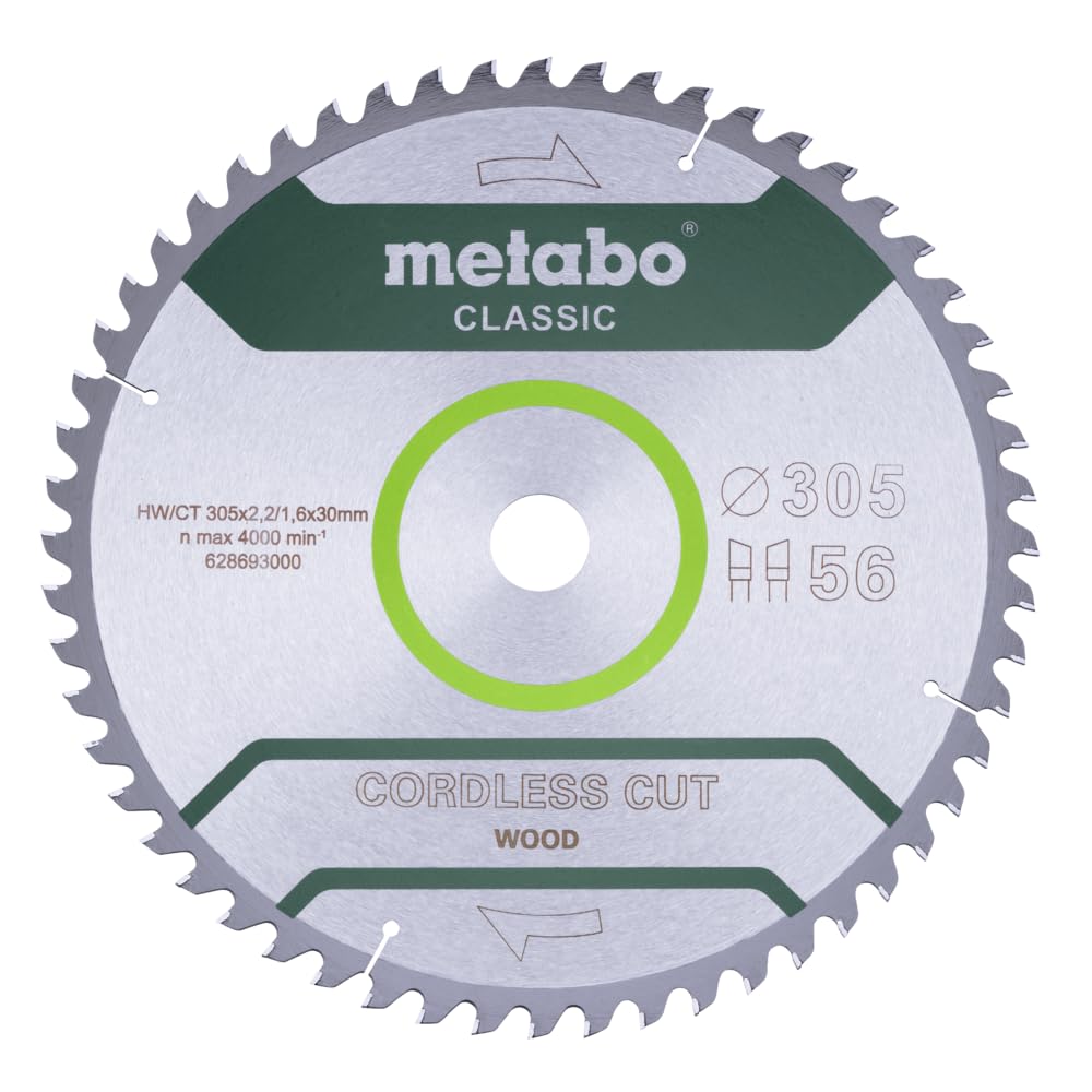Metabo 628693000 - Disco de sierra circular Cordless Cut Wood Classic 305 x 30 mm, 56 dientes