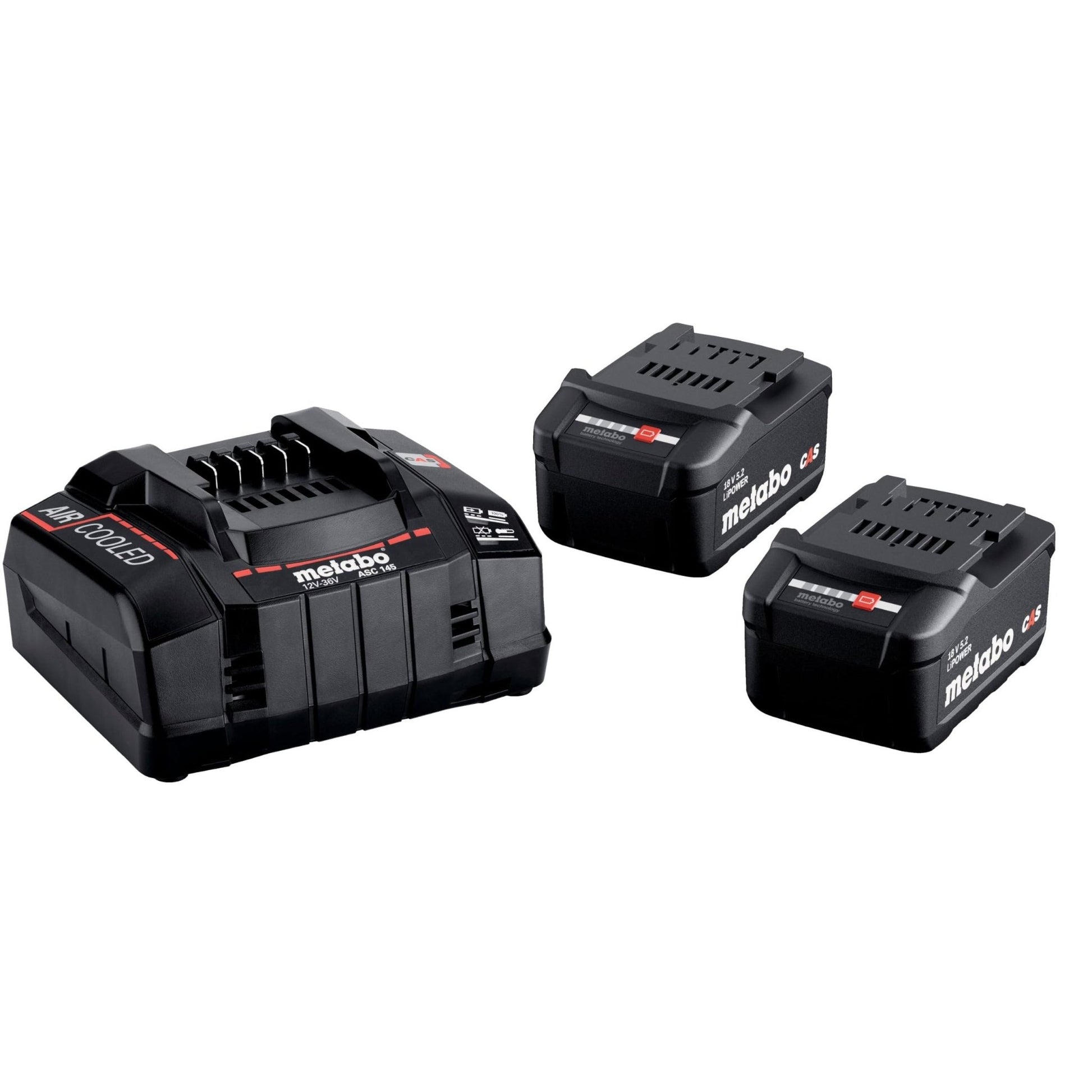 Metabo 685051000 - Set de 2 baterías Li-Power 18 V 5,2 Ah y cargador ASC 145 - Ferrotecnia