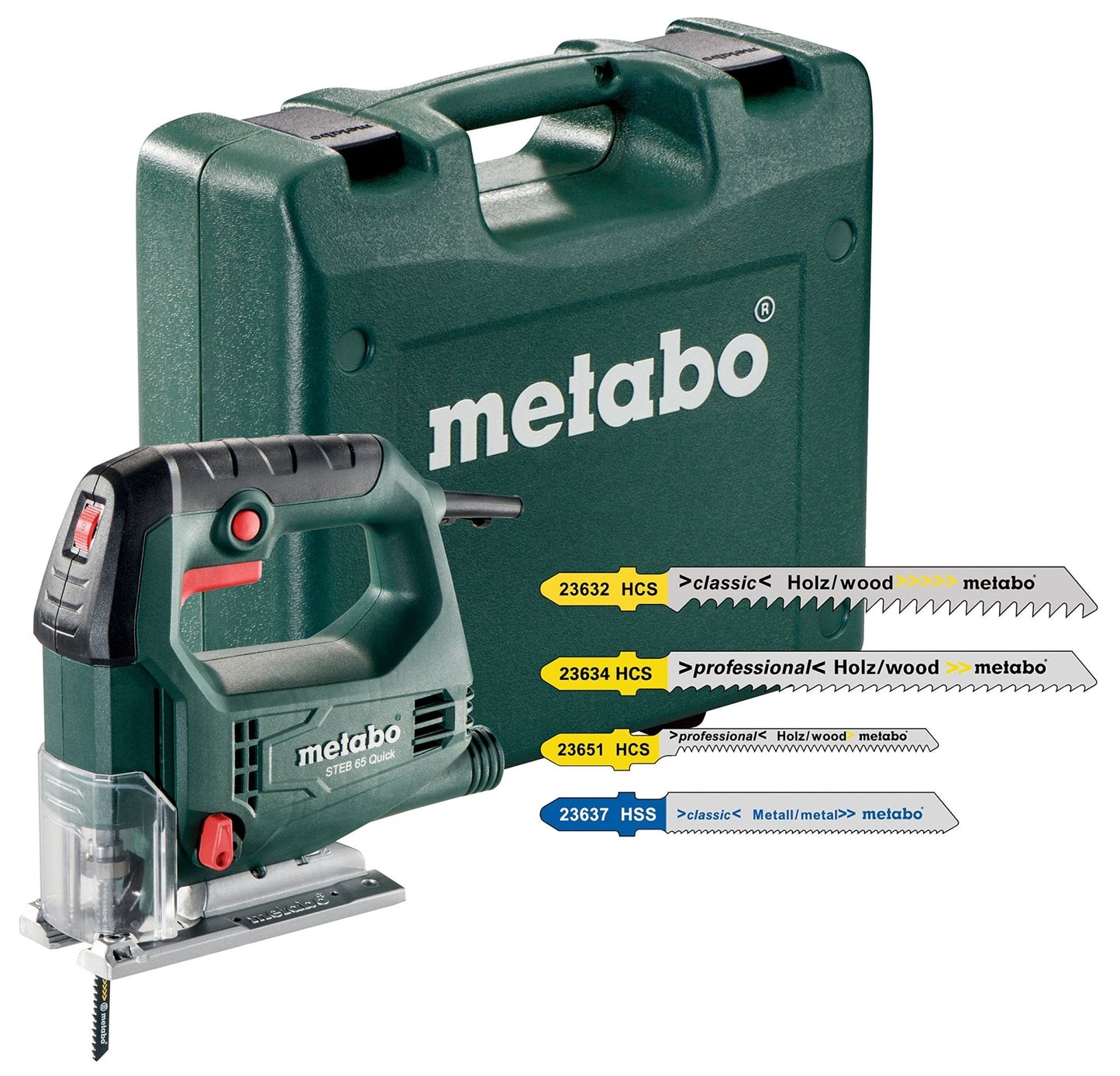 Metabo 690920000 - Sierra de calar STEB 65 Quick 450 W, con 20 hojas y maletín