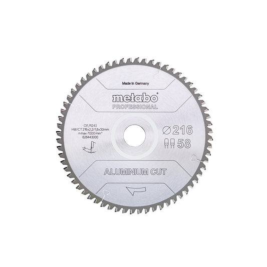 Metabo Hojas para sierras circulares "aluminium cut", calidad professional, para sierras circulares semiestacionarias