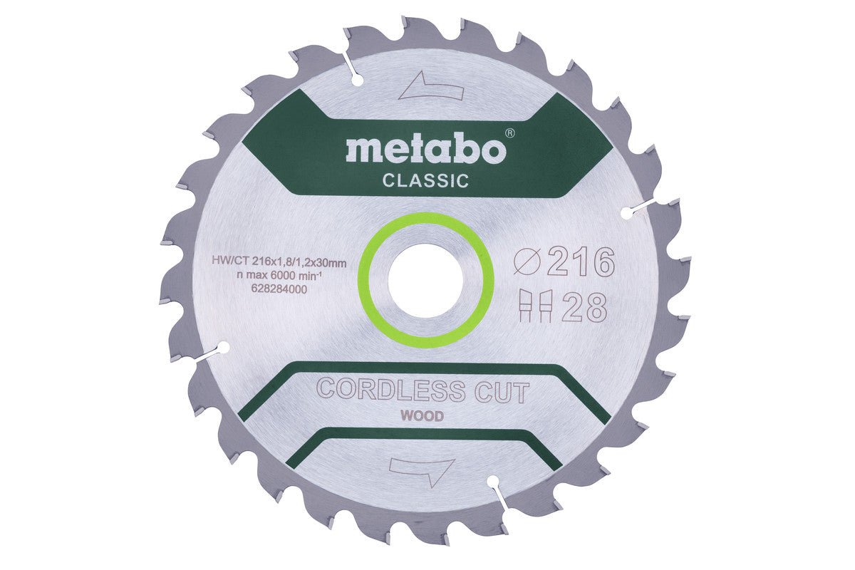 Metabo Hojas para sierras circulares "cordless cut wood", calidad classic, para sierras circulares semiestacionarias — 628284000