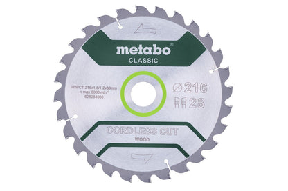 Metabo Hojas para sierras circulares "cordless cut wood", calidad classic, para sierras circulares semiestacionarias — 628284000
