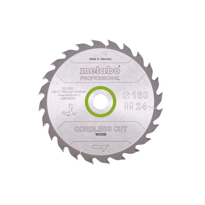 Metabo Hojas para sierras circulares "cordless cut wood", calidad professional, para sierras circulares manuales