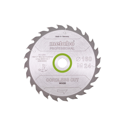 Metabo Hojas para sierras circulares "cordless cut wood", calidad professional, para sierras circulares manuales