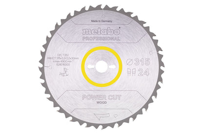Metabo Hojas para sierras circulares "power cut wood", calidad professional, para sierras circulares semiestacionarias — 628016000