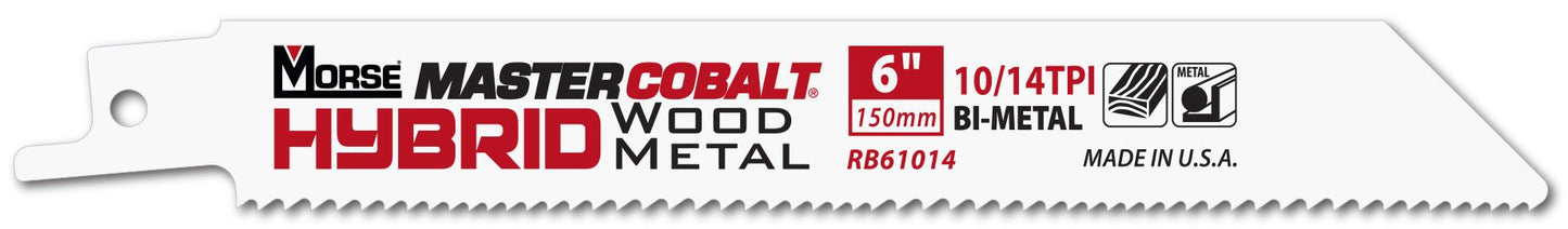 Morse RB61014T50 - Sierras de sable para metal MASTER COBALT Hybrid 6" 035 10/14 50P - Ferrotecnia