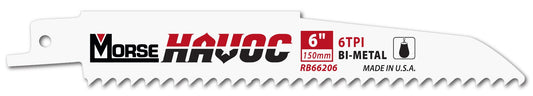 Morse RB96206T03 - Sierra de sable para trabajos de demolición Morse Havoc 229x22x1,6 mm. con 6 DPP (paquete 3 unidades) - Ferrotecnia