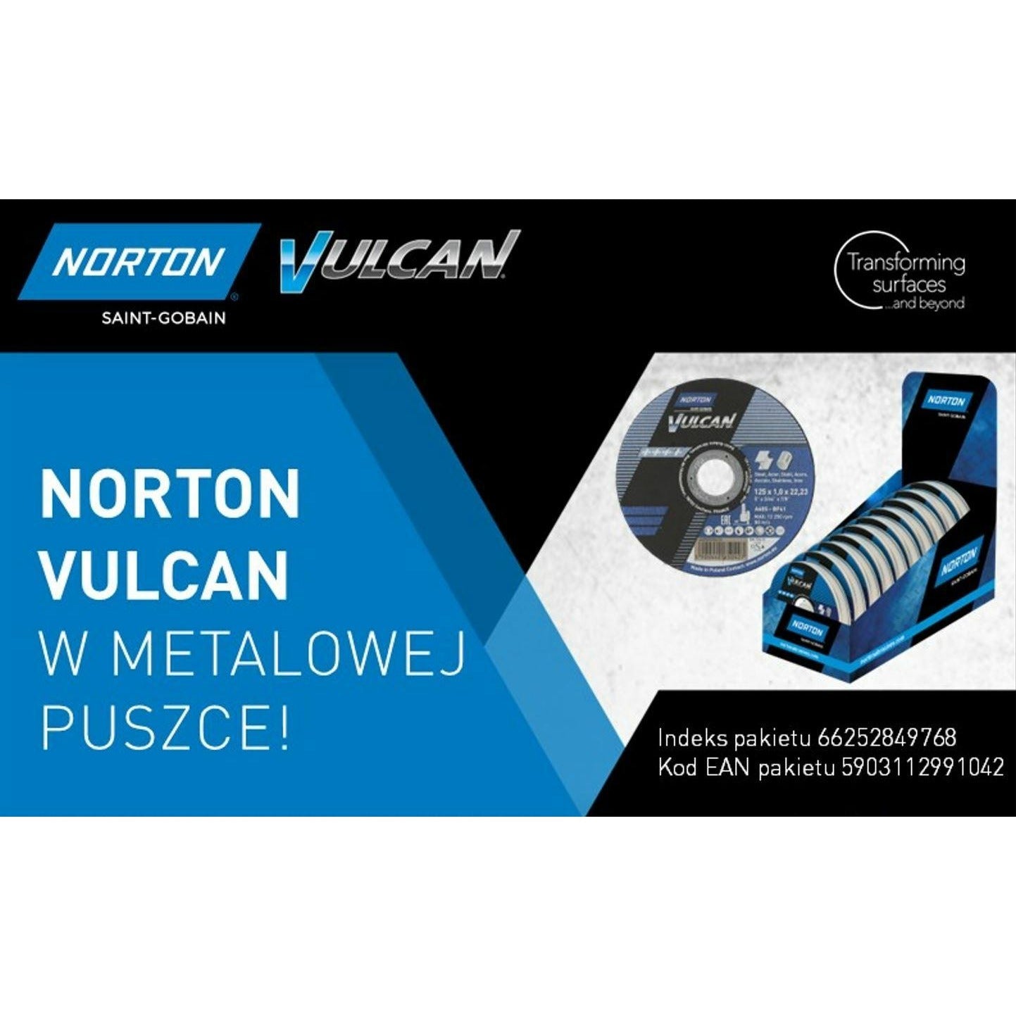 Norton 66252849768 - Disco de corte Vulcan para metal e inox, 125 x 1 mm, lata metálica (Lote de 10 uds) - Ferrotecnia