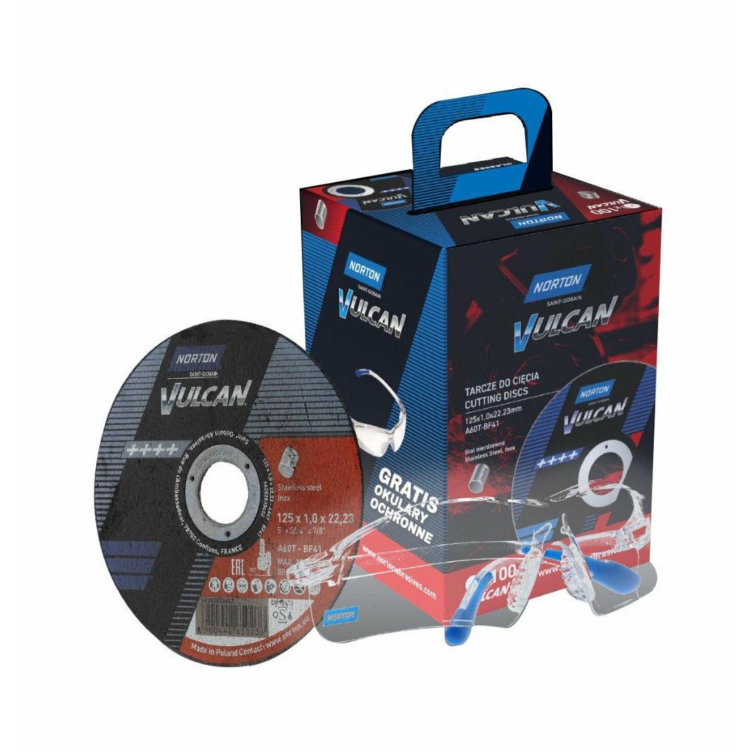 Norton 66252850334 - Disco de corte Vulcan para metal e inox, 125 x 1,0 x 22,23 mm, A60S BF41 (Lote de 100 uds) - Ferrotecnia