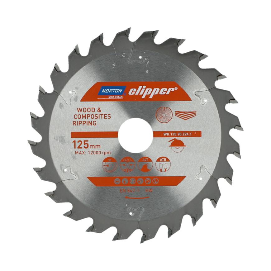 Norton 70184608033 - Disco de sierra circular para madera y materiales compuestos, 125 x 20 mm, Z24, dentado ATB