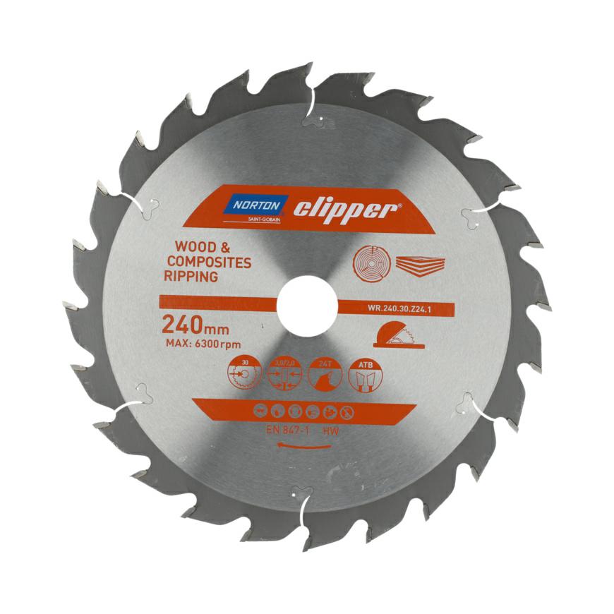 Norton 70184608064 - Disco de sierra circular para madera y compuestos, ATB, 240 x 30 mm, Z24, espesor 3,0/2,0 mm