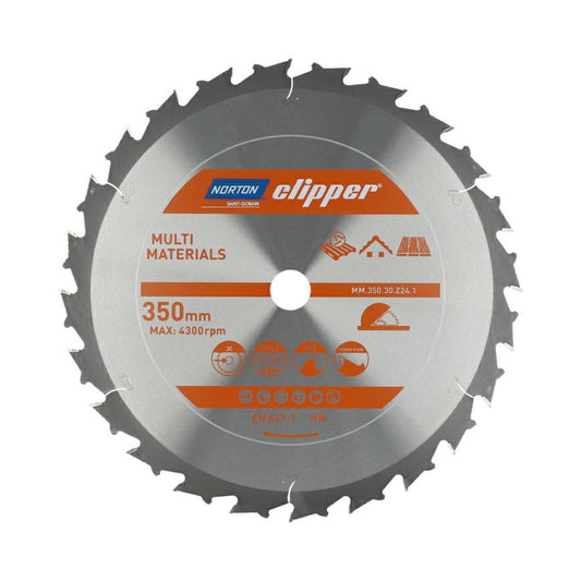 Norton 70184608134 - Disco de sierra circular Multi Materials Demolition, 350 x 30 mm, Z24, 3,5/2,5 mm, para sierra de mesa