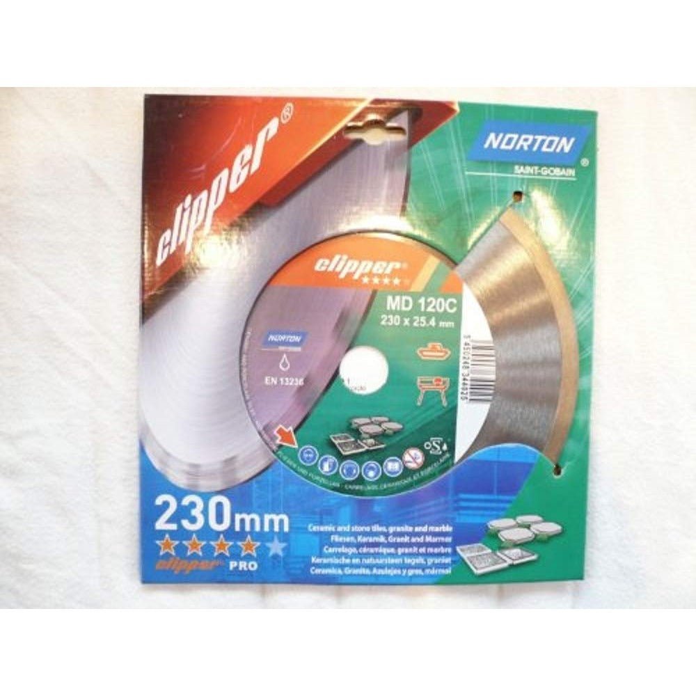 Norton 70184625096 - Disco de diamante Clipper Pro Ceram, borde continuo, 230 x 25,4 mm, segmento 9/1,6 mm - Ferrotecnia