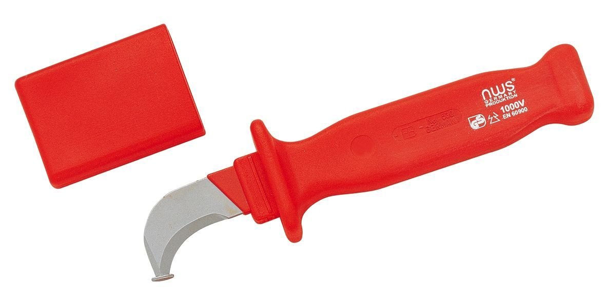 NWS 2043 - Cuchillo desarma cables hoja curva con tope protector (40+150 mm) - Ferrotecnia