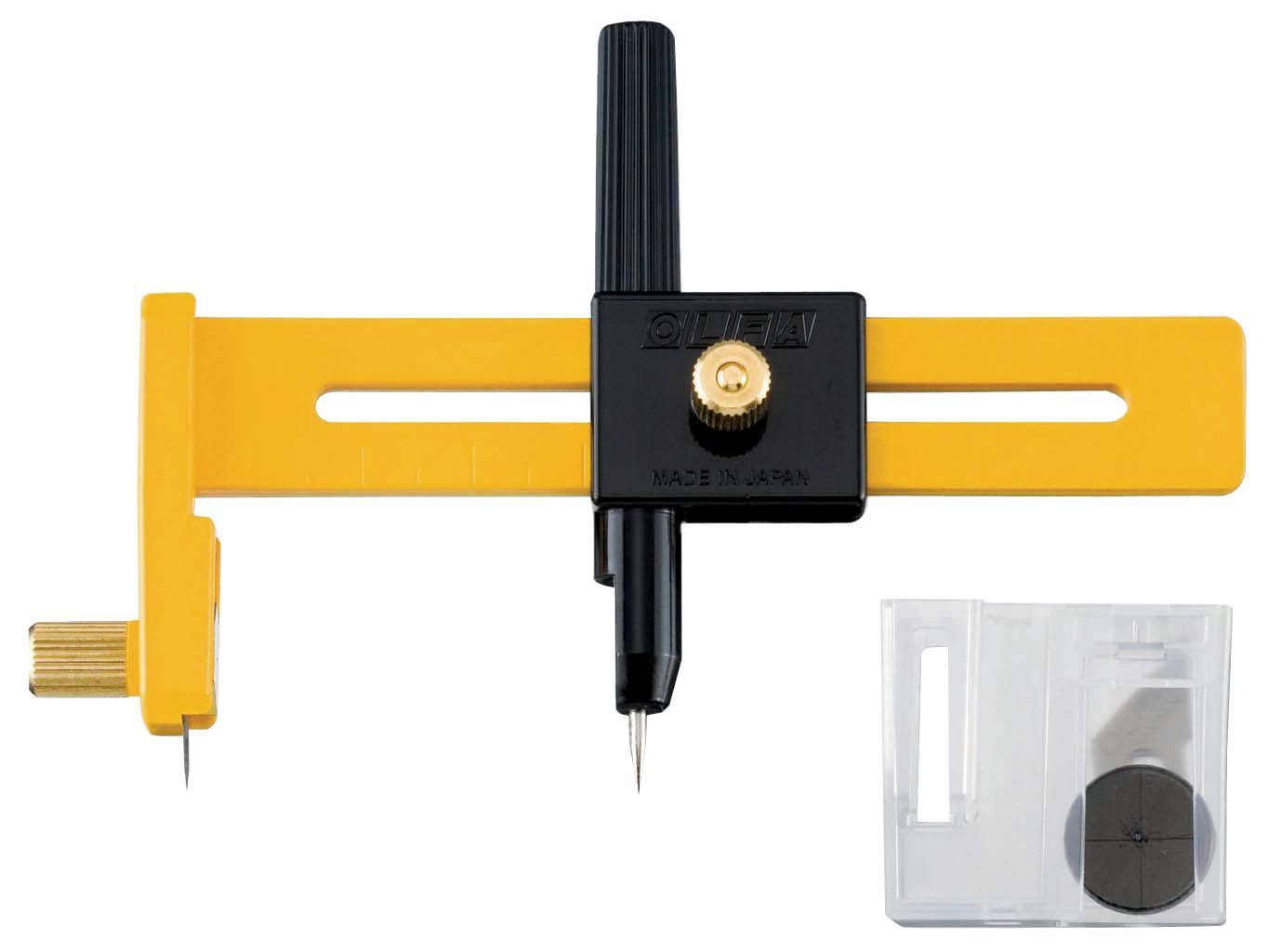 Olfa CMP - 1 - Cúter tipo compás, incluye 5 cuchillas en el mango - Ferrotecnia