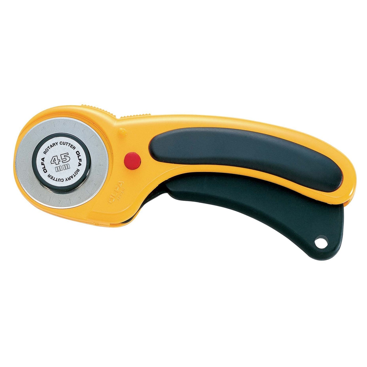 Olfa RTY-2/DX - Cutter rotatif avec bouton poussoir de verrouillage et lame circulaire de 45 mm