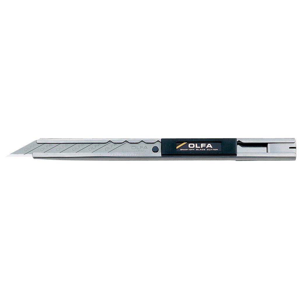 Olfa SAC-1 - Cúter con bloqueo automático, mango de acero inoxidable y cuchilla de 9 mm de ángulo de corte 30º - Ferrotecnia