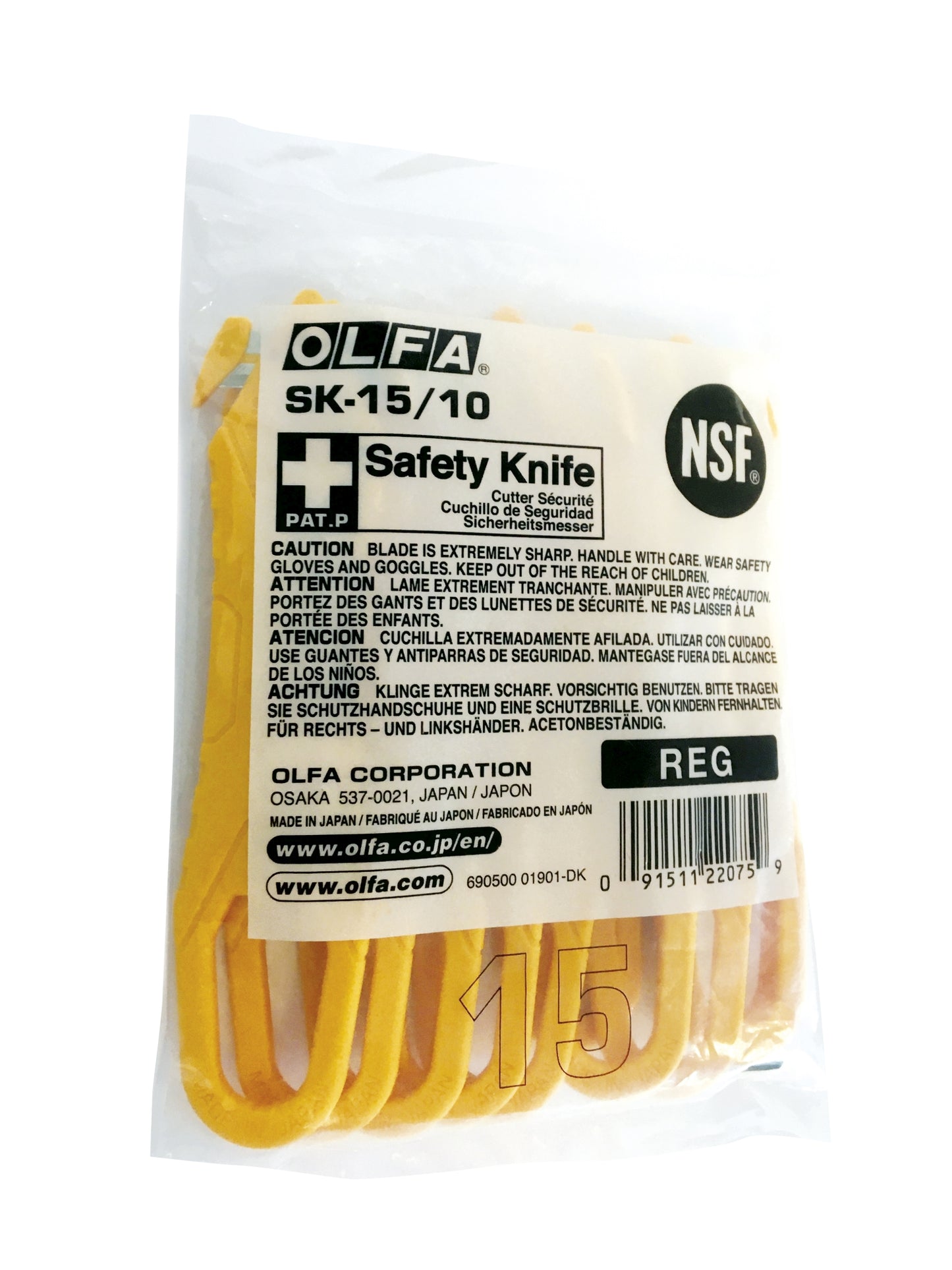 Olfa SK-15/10 - Pack de 10 cutters de seguridad desechables