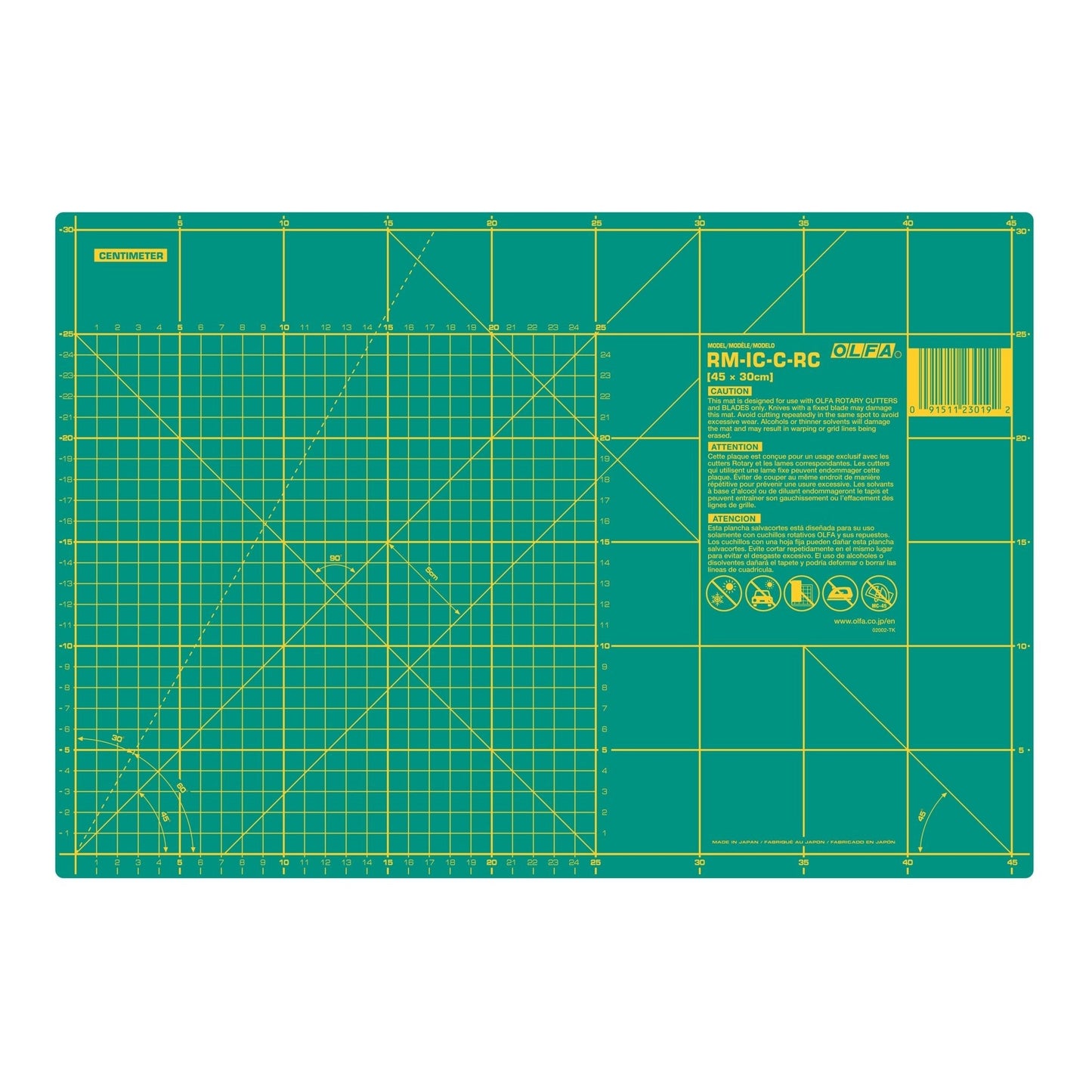 Olfa 1.5 mm thick cutting mats, specially designed for rotary cutters, DEHP-free