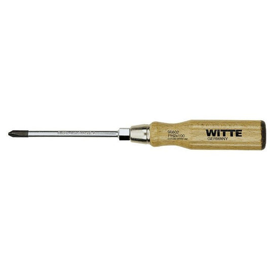 Witte Black Tip Phillips Screwdriver with Wooden Handle