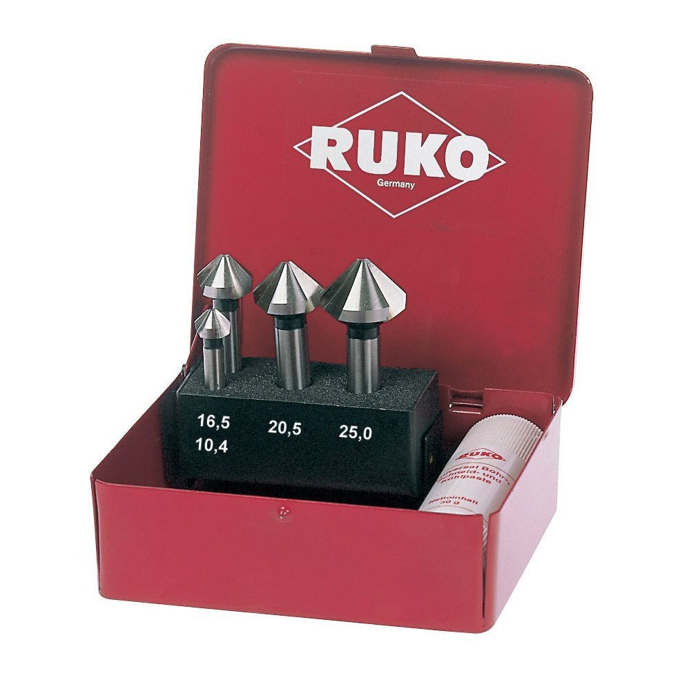 Jeu de 4 fraises coniques Ruko DIN 335 forme C (Ø 10,4 - 16,5 - 20,5 - 25,0 mm)