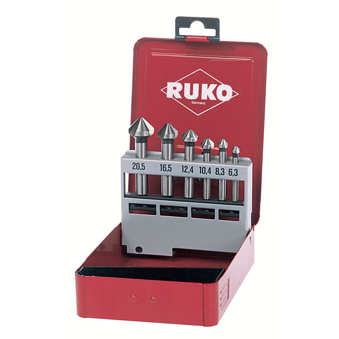 Ruko Set of 6 DIN 335 Form C conical countersinks in metal case