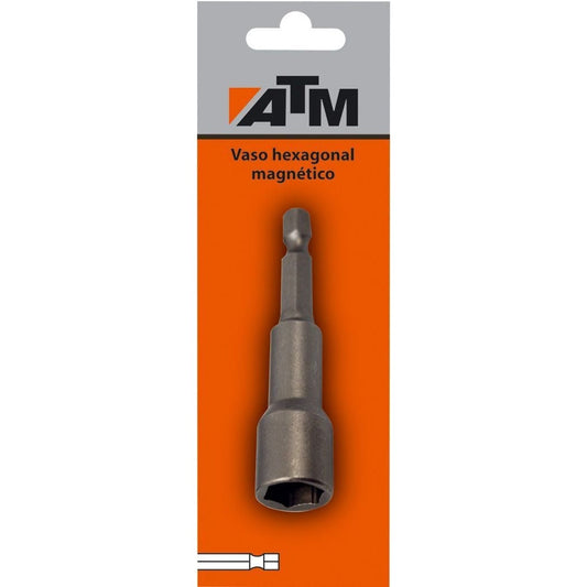 ATM Wrenches &amp; Sockets Magnetic 1/4" Hex Socket in Individual Blister Pack