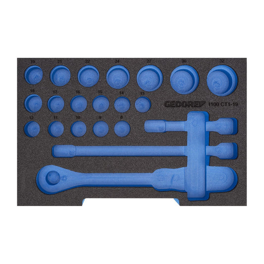 GEDORE EI-1100 CT1-19 - Foam L-BOXX - 1/2" Cups