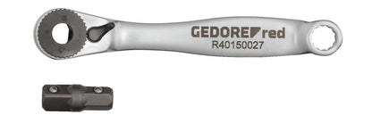 GEDORE rouge R40150027 - Cliquet porte-embouts bicomposant 1/4", L=90 mm, angle de retour 5°
