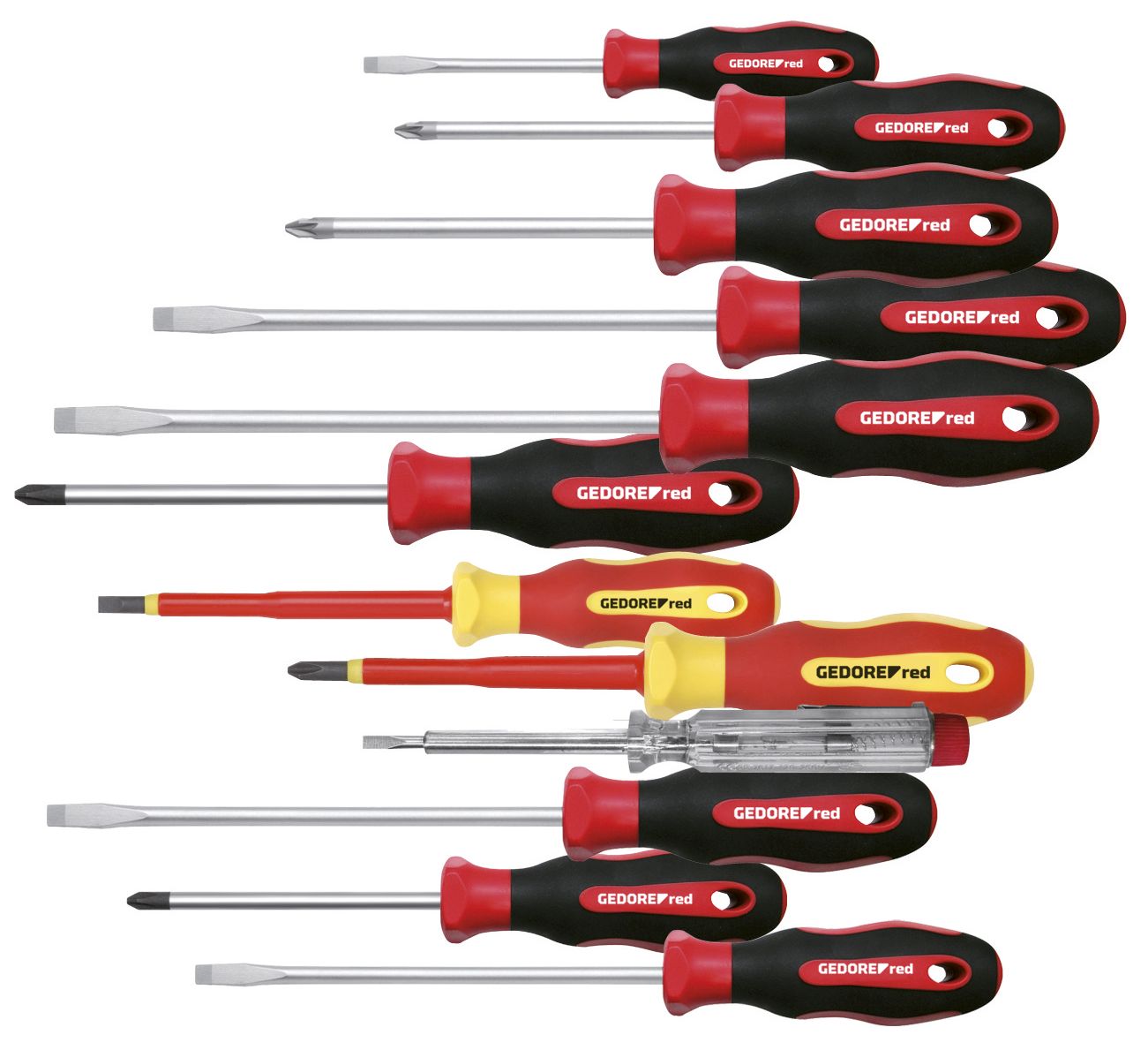 GEDORE red R38002012 - Set of 12 Flat+PH+PZ screwdrivers (3301273)