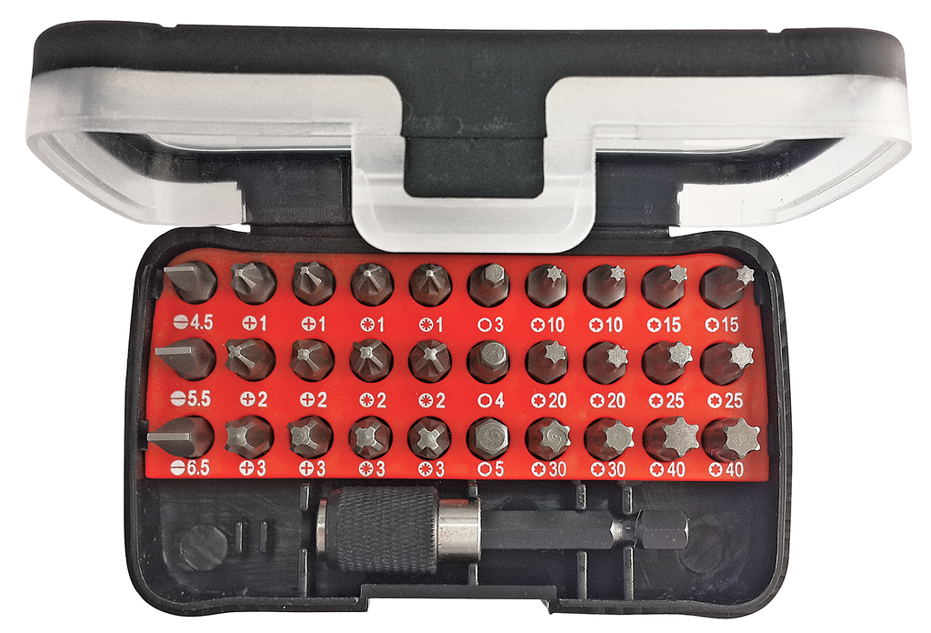 R33005031 - Bit set 1/4" SL+PH+PZ+TX+hexagonal, 32 pieces