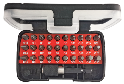 R33005031 - Bit set 1/4" SL+PH+PZ+TX+hexagonal, 32 pieces