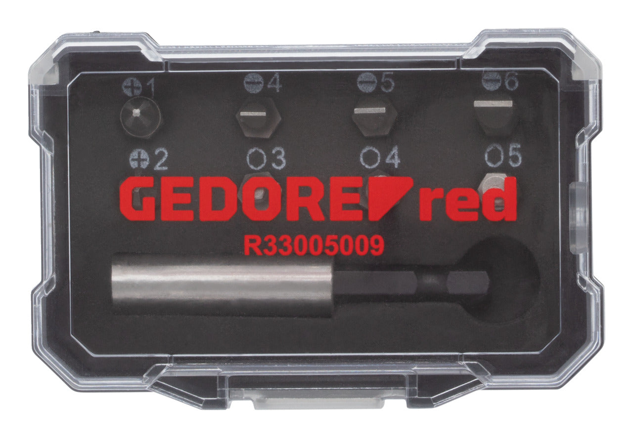 GEDORE rouge R33005009 - Coffret de 9 embouts hexagonaux PH+SL 1/4" avec porte-embout magnétique