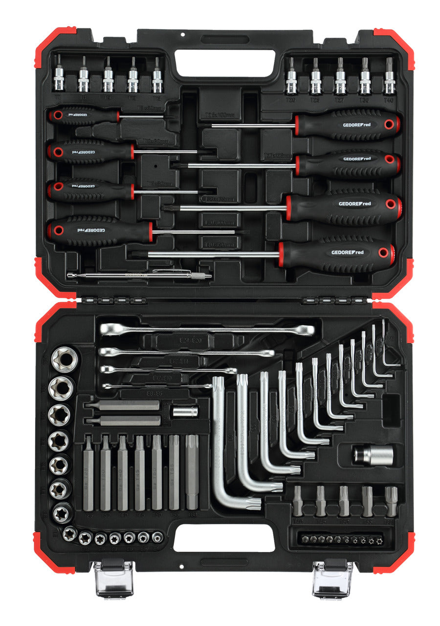 GEDORE red R68003075 - TORX screwdriving tool set incl. suitcase, 75 pieces (3301575)