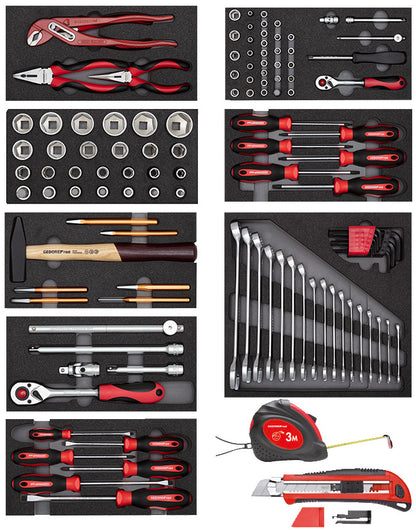 GEDOREred R21562005 - Juego de herramientas en carro de herramientas GEDWorker 119 piezas (3301676)