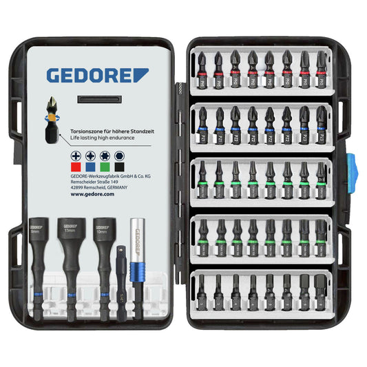 GEDORE 666-045 - 1/4" Torque Bit Set, 45 Pieces