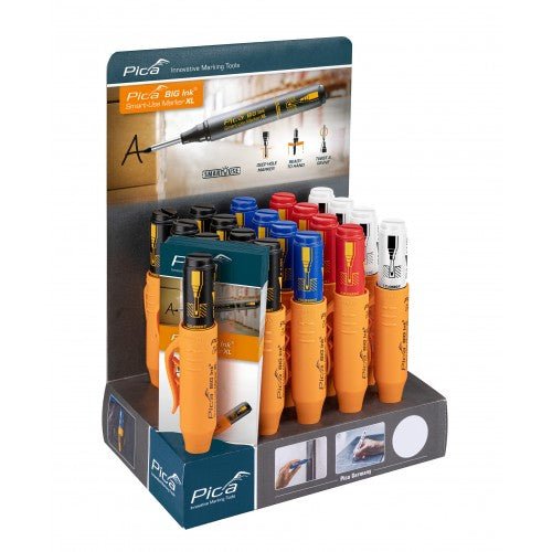 Pica - 170/20 - Expositor Marcadores BIG Ink Negro, Rojo, Azul - Ferrotecnia
