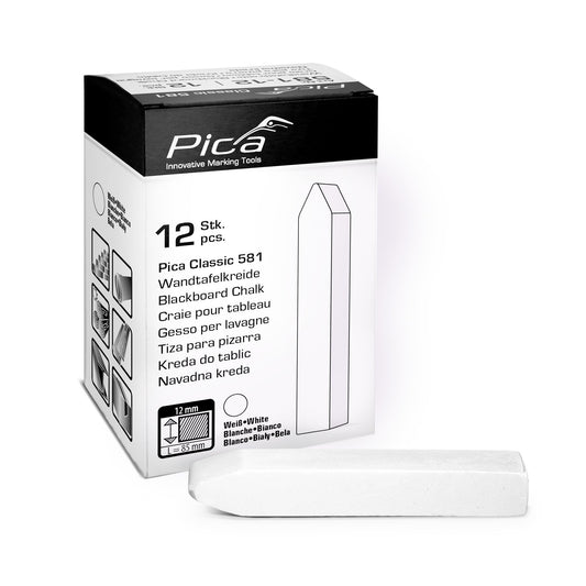 Pica 581-12 - Box of 12 white chalks measuring 12x85 mm 