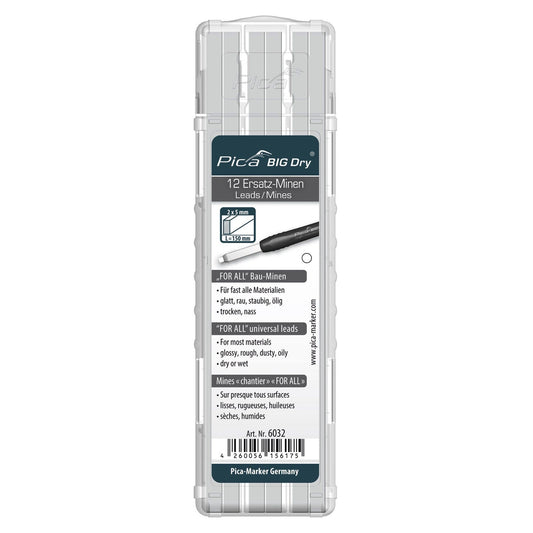Pica 6032 - Estuche de 12 Minas-BIG-Dry -Blanco - Ferrotecnia
