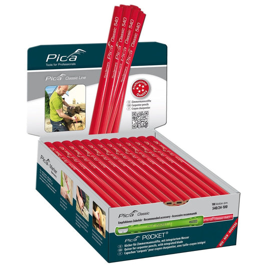 Pica Carpenter's Pencil, Oval Profile, Classic 540, in a self-service box (Pack of 100 units) 