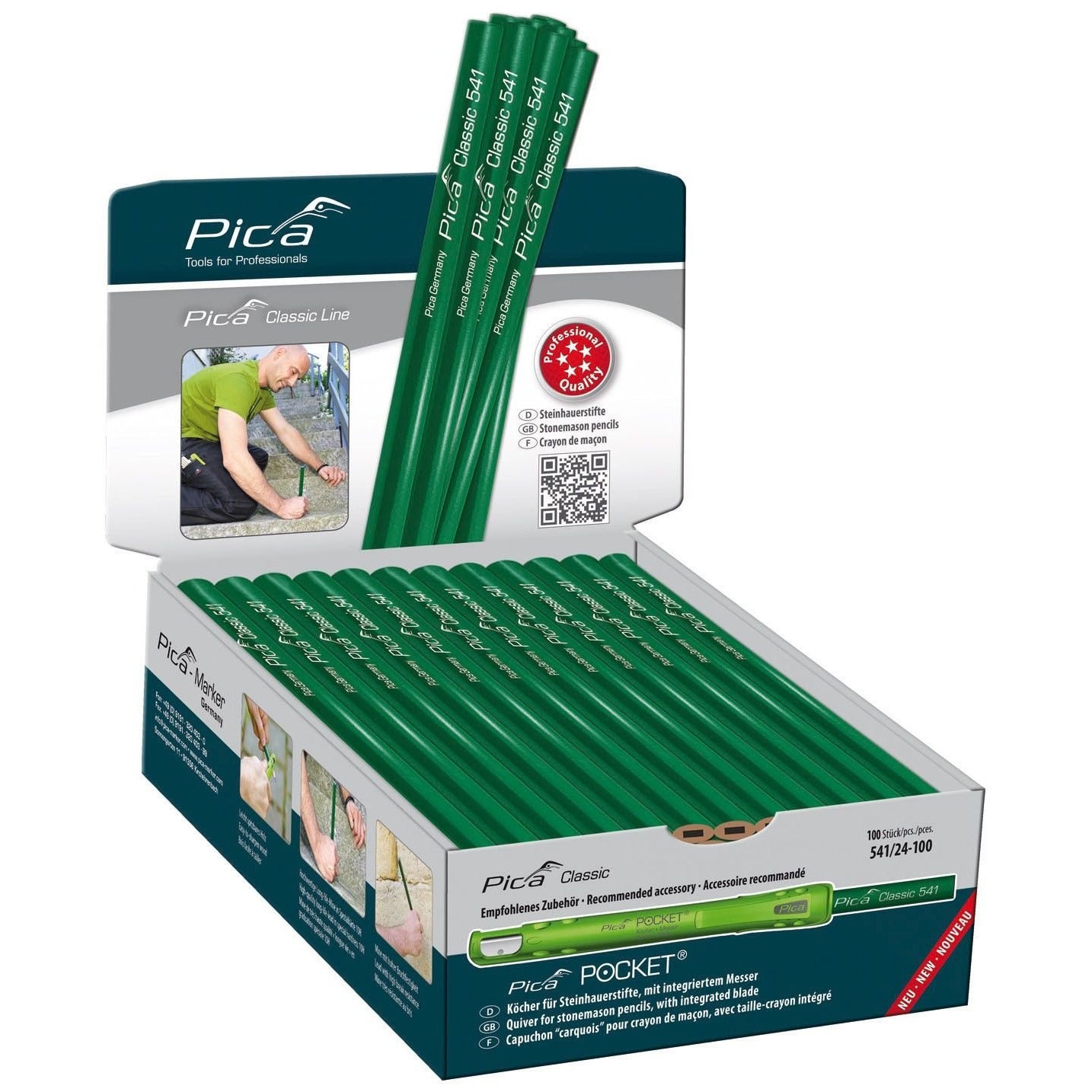 Pica Classic 541 oval-shaped mason's pencil in a self-service box (Pack of 100 units) 