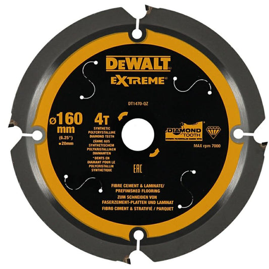 DEWALT DT1470-QZ - Hoja circular de sierra PCD 160 x 20 mm 4T, multiuso, 12 dientes de policristalina, corta una variedad de materiales: Superficies laminadas